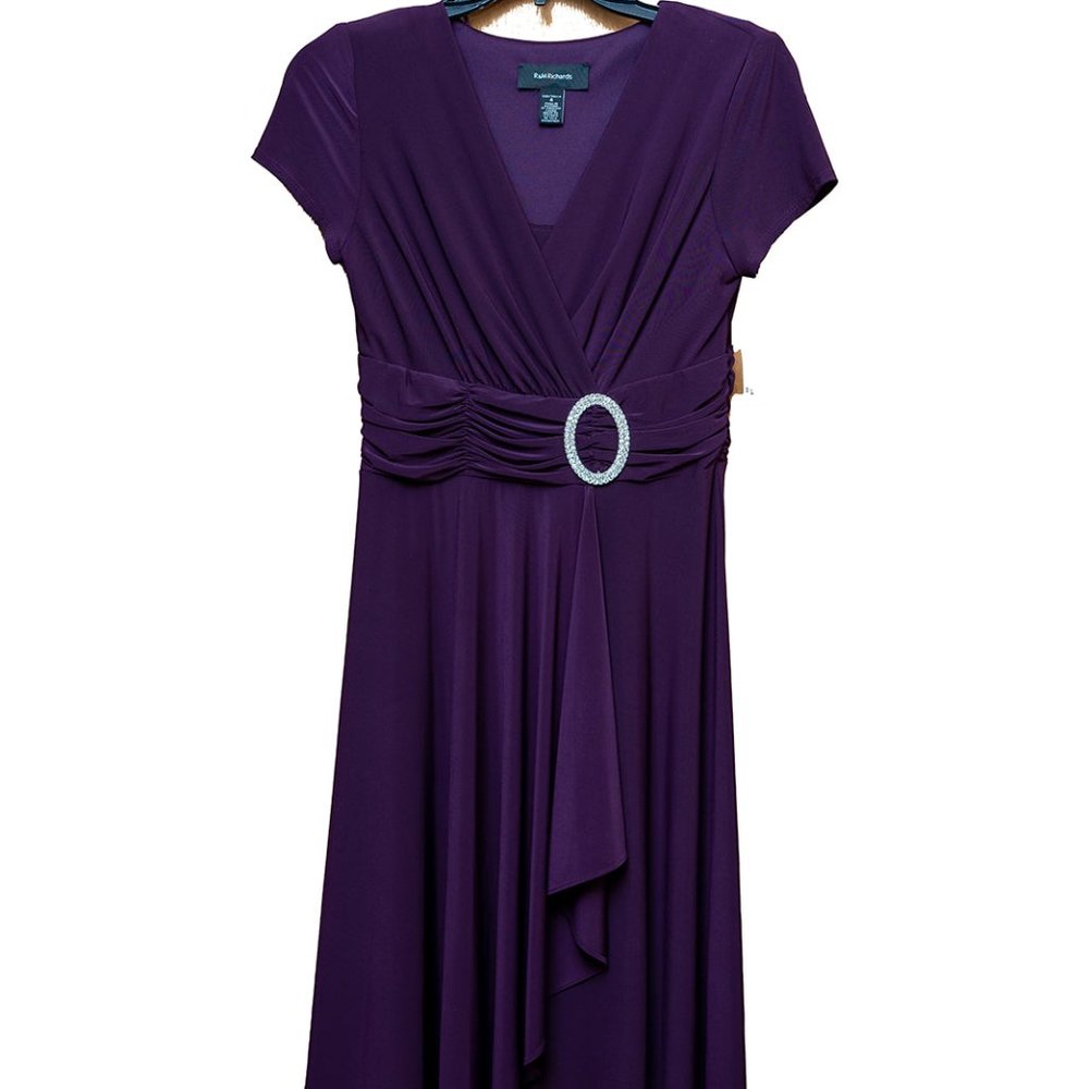 R&M Richards Purple Wrap Tie Dress Size 4